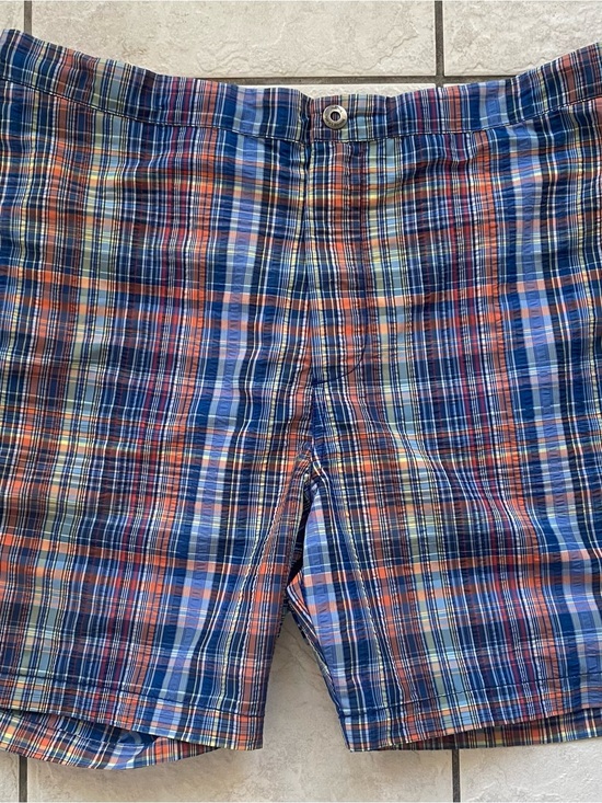 Tommy Bahama Other - Tommy Bahama Mens XL Swim Trunks Plaid Blue Orange Mesh Lined Beach Shorts